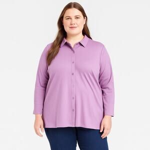 NWOT Isaac Mizrahi Live! Essentials Women’s Lavender Button-Up Shirt Size XLP